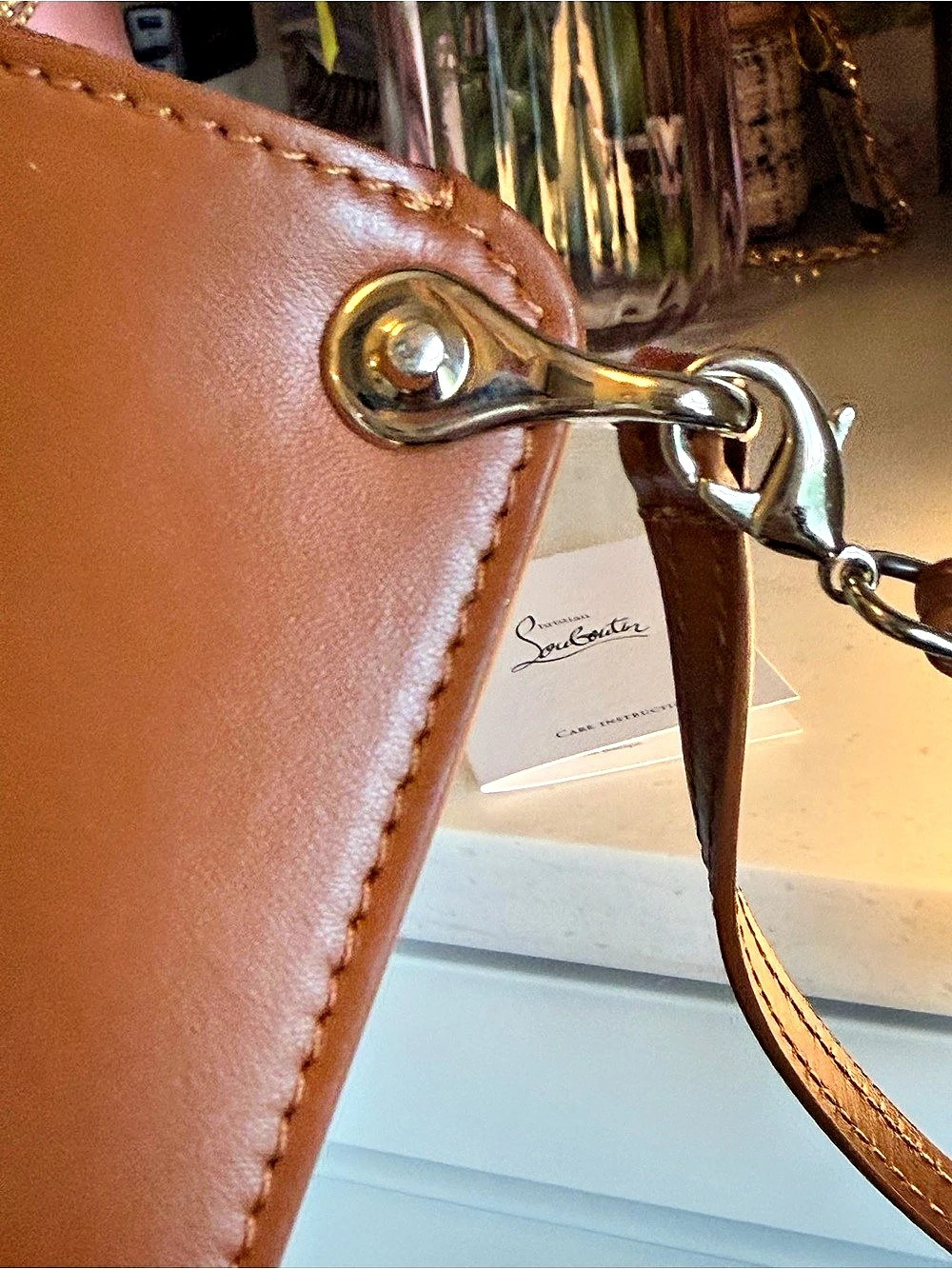 Christian Louboutin New Bettina Small Pouch Wristlet Brown Leather silver HW - Picture 9 of 13